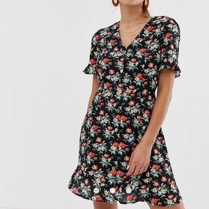 Oasis Black Floral Dress